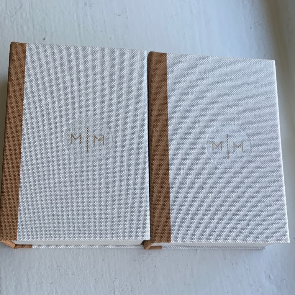 Made By Mary White and Tan Hardcover Books (2)
